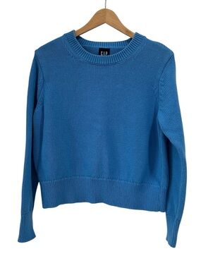 Gap 100% Cotton Crewneck Shaker Knit Pullover Sweater in Bright Blue - Size M